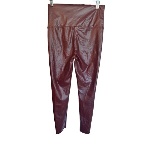 Cherish High-Waisted Maroon Brown Faux Leather Leggings City Wet look Matrix  M - Picture 3 of 7